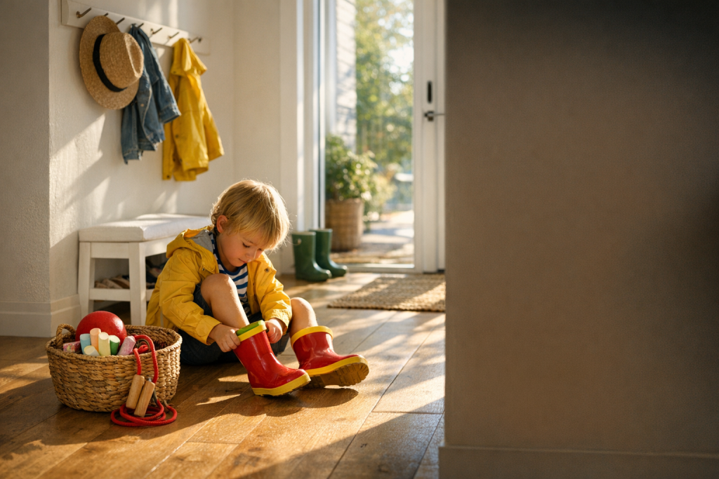 [light] CTA-baggrund: enkel, energisk stemning med plads til en tydelig knap/tekst. Et billede der signalerer ‘kom i gang’ med leg og idéer.