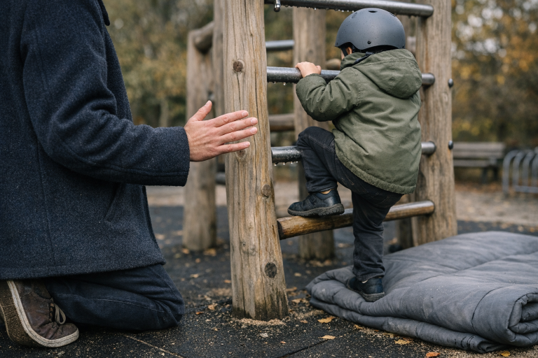 Må mit barn godt klatre derop? En tryg guide til risikofyldt leg (uden at kvæle modet)