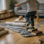 Stuen som mini-legeplads: byg en motorikbane på 10 minutter (uden ekstra udstyr)