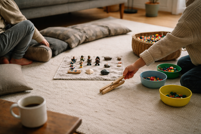 Tre børn, én stue og nul energi: lege der kører (næsten) uden dig