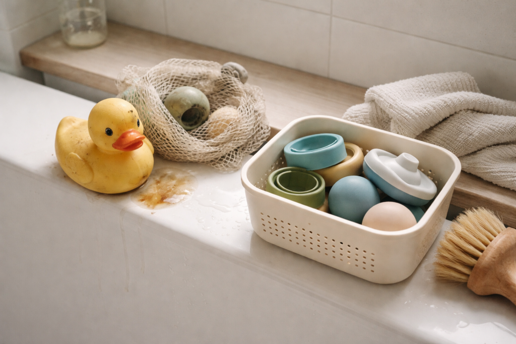 Jeg opdagede mug i badeanden: sådan fik vi badlegetøj, jeg ikke blev nervøs af