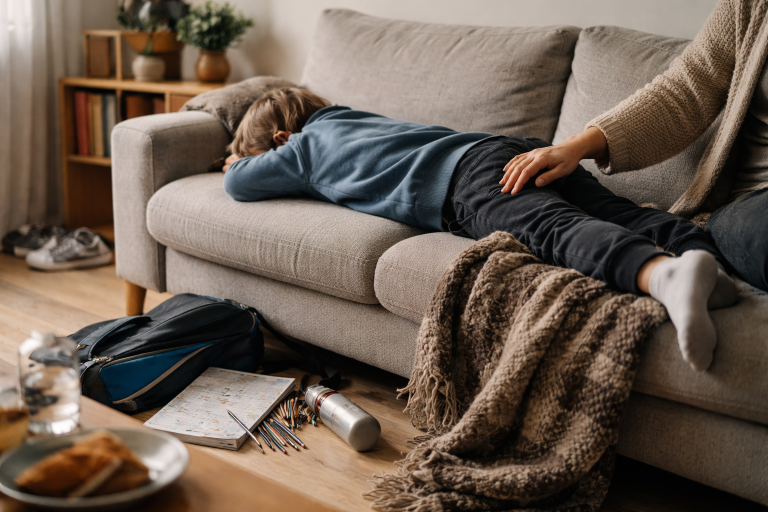 Fra skole-kaos til sofa-landing på en halv time