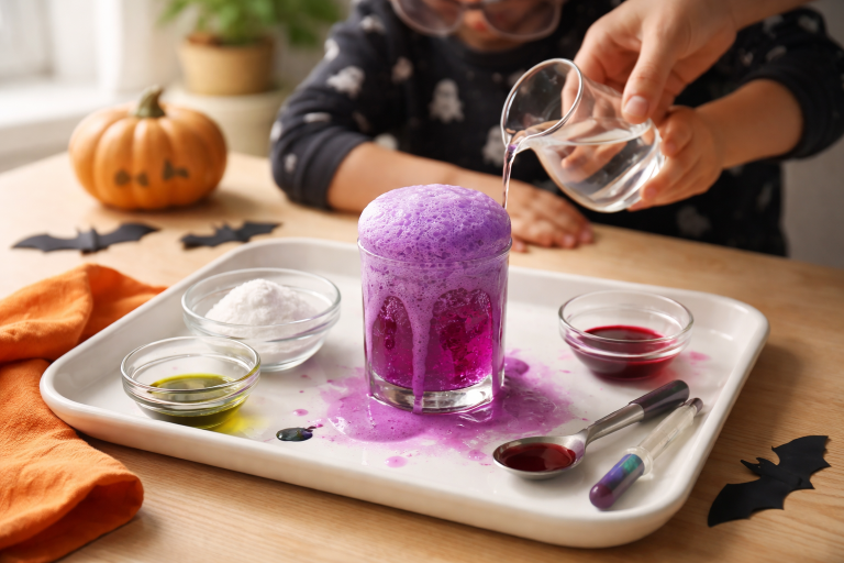 Halloweenforsøg for børn: 10 nemme eksperimenter med få ingredienser